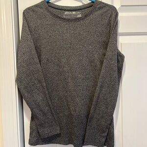 Eddie Bauer Charcoal Heather Long Sleeve Top- very soft and flexible. Size M-EUC